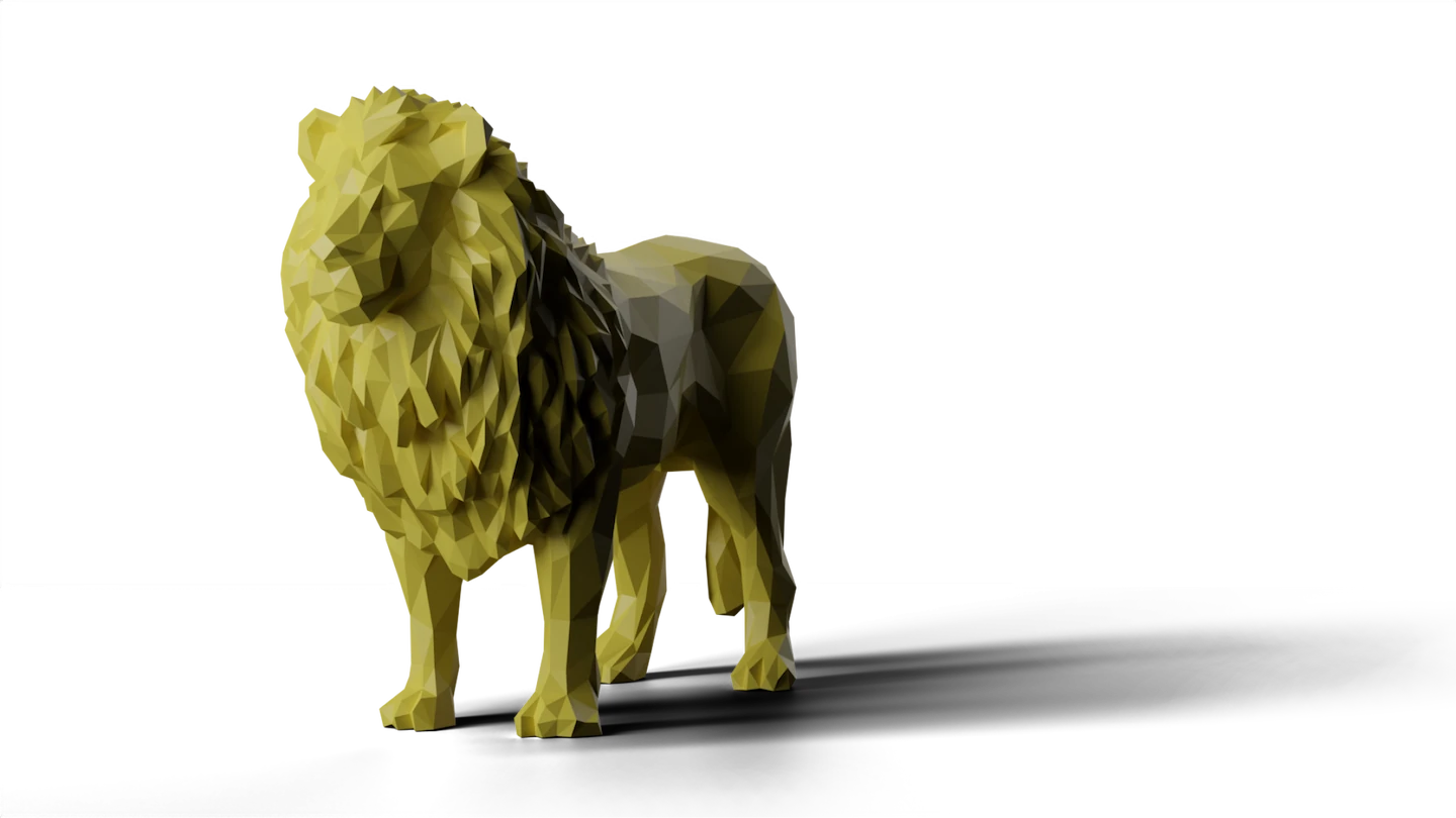 Lion jaune en 3D